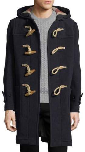 burberry men's greenwich toggle-front wool coat black men's 43r|Men’s Coats .